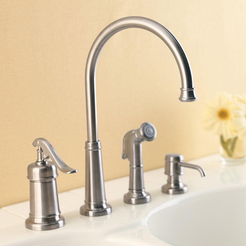 Pfister Ashfield Single Handle Kitchen Faucet with Side Spray and Soap